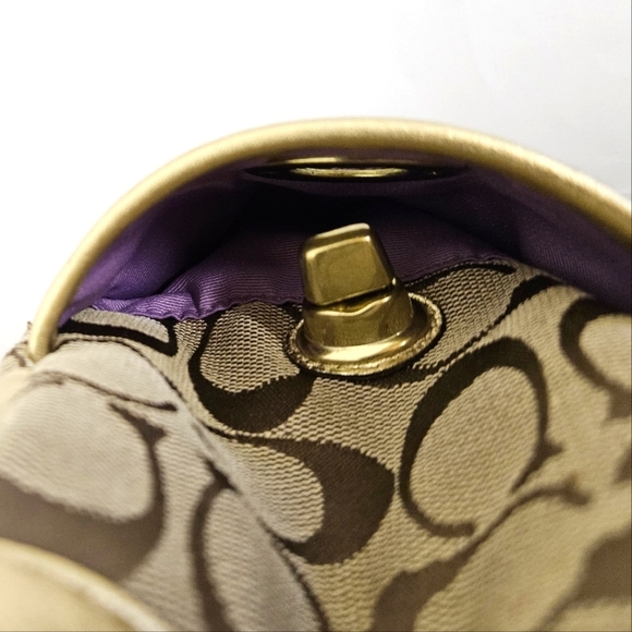 Coach Mosaic Leather Patchwork Shoulder Tote Bag in Gold and Tan F0993-F14004 - Picture 6 of 17